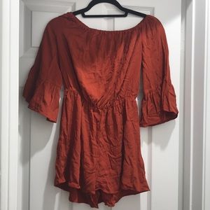 Topshop burnt orange 3/4 sleeve romper